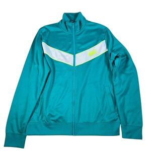 NIke Turquoise Teal White Neon Green Chevron Track Jacket Full Zip Size Large L